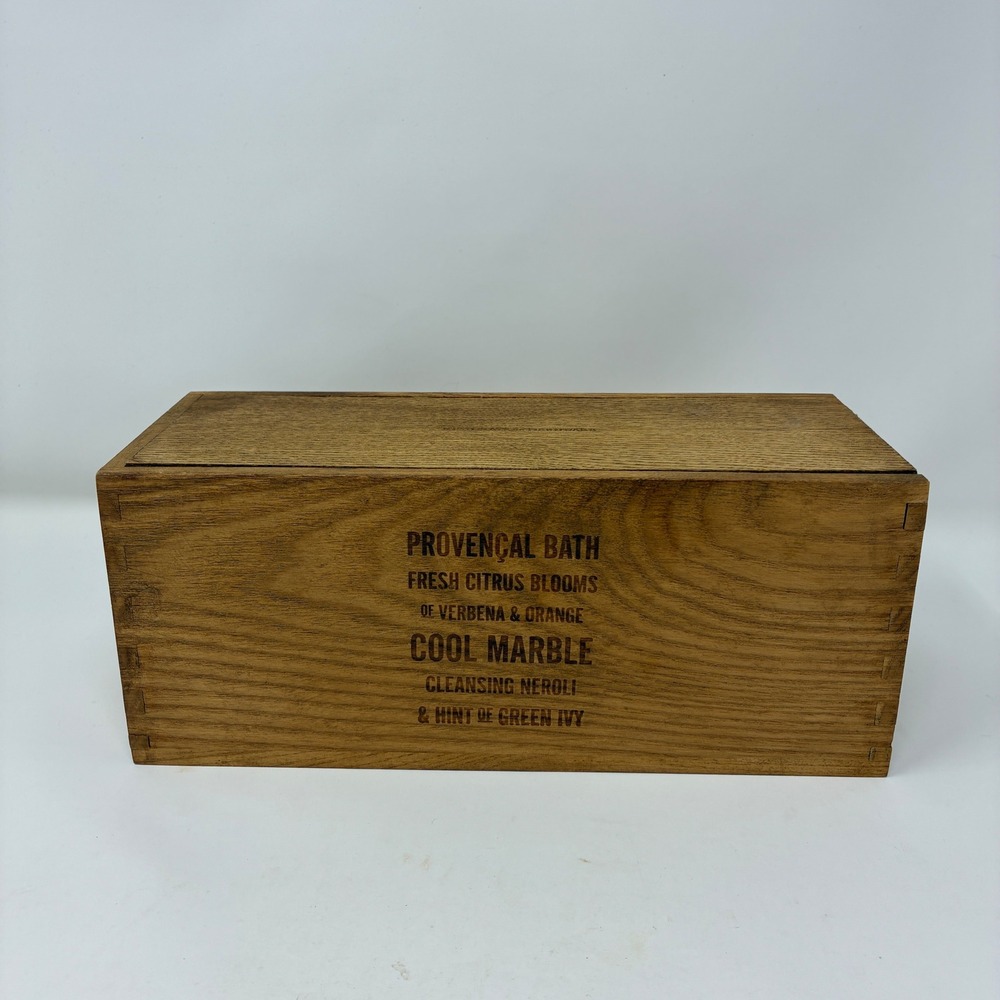 Restoration Hardware Provencal Bath Wooden‎ Storage Box Sliding Lid Rustic Brown